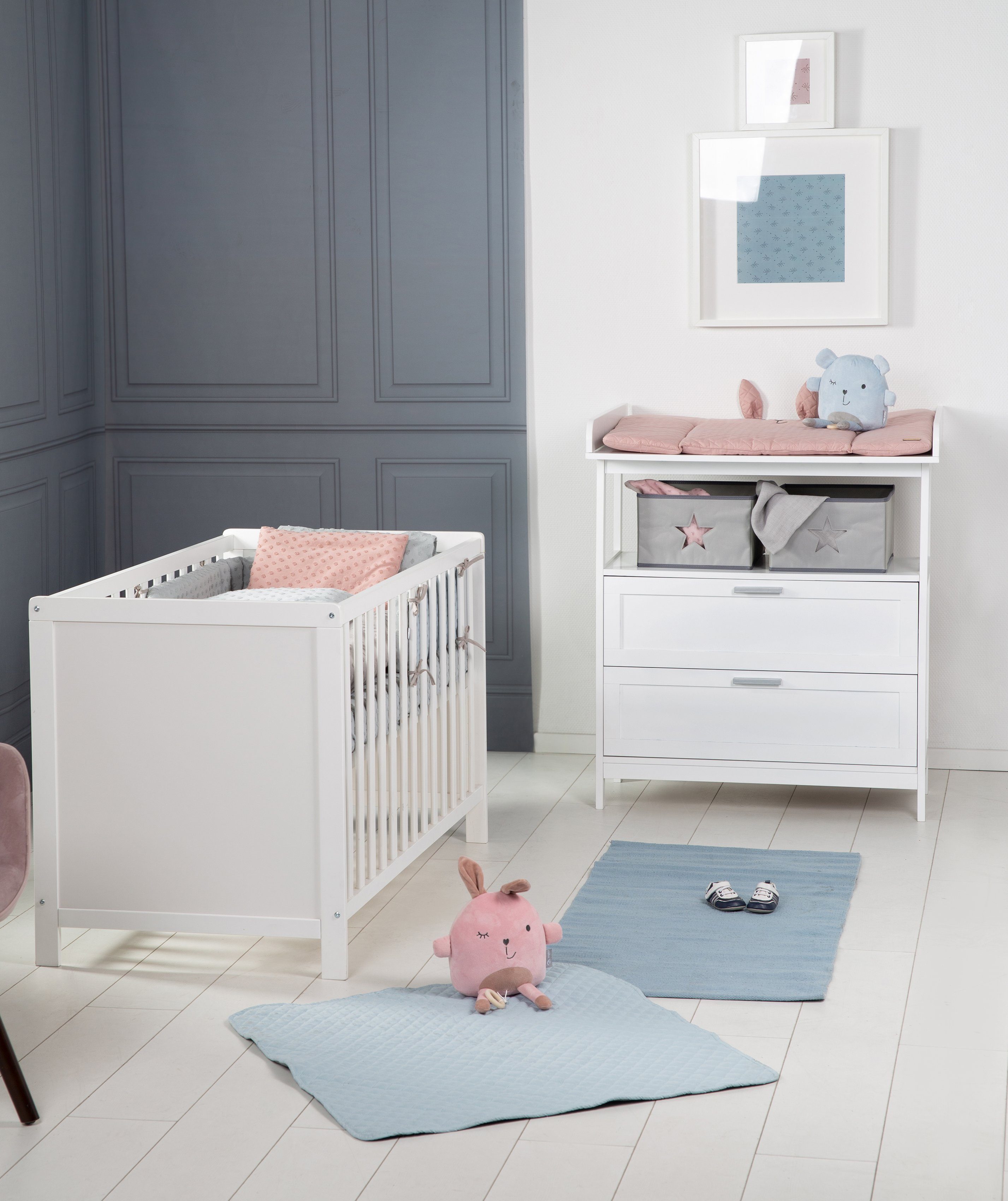 Möbel Babymöbel roba® Babymöbel-Set Hamburg, (Spar-Set, 2-St), mit Kinderbett und Wickelkommode mit 2 Schubladen