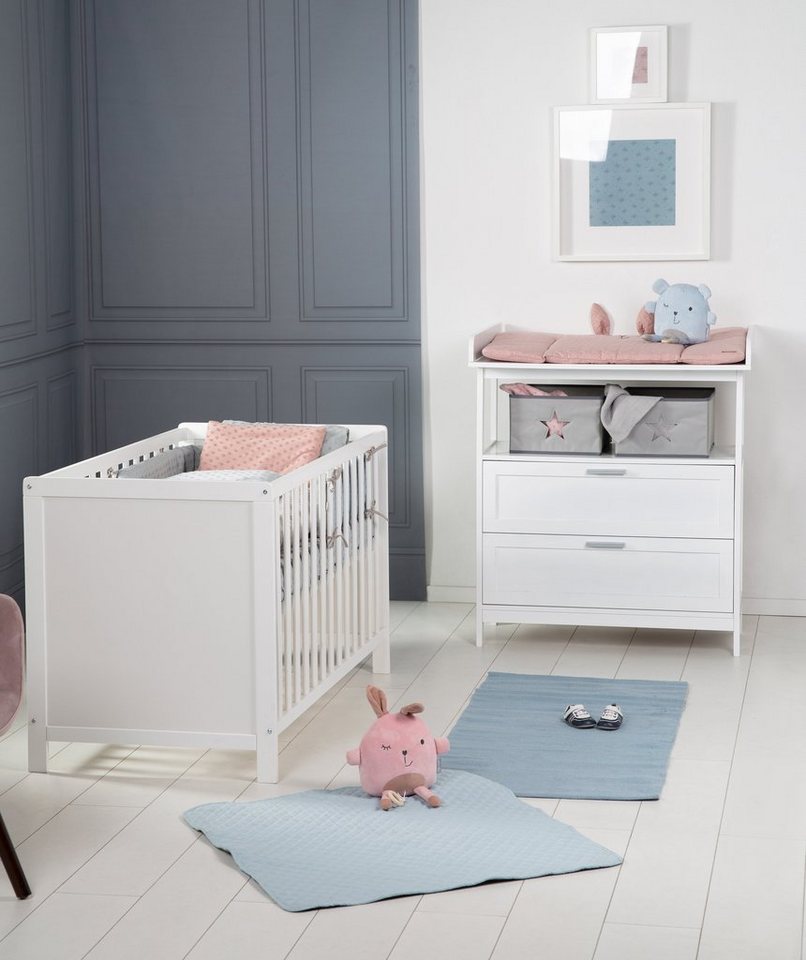 roba® Babymöbel-Set Hamburg, (Spar-Set, 2-St., Kinderbett, Wickelkommode),  mit Kinderbett und Wickelkommode mit 2 Schubladen, Set bestehend aus  Beistellbett und Wickelkommode mit Schubladen