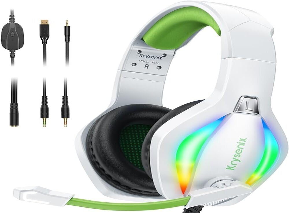 Krysenix PG1 für PS4/PS5/PC/Xbox One, USB- Gaming-Headset (Physische  Geräuschisolierung, mit Noise Cancelling Kopfhörer mit 3.5mm Klinke Nicht  mit Xbox-Adapter)