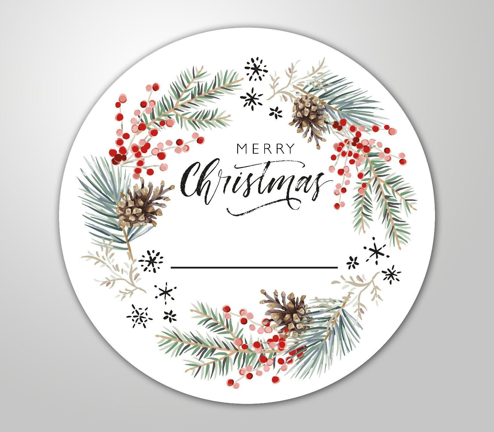 Clever-Kauf-24 Etiketten 48x hochwertige Etiketten "Merry Christmas" 4cm, Merry Christmas