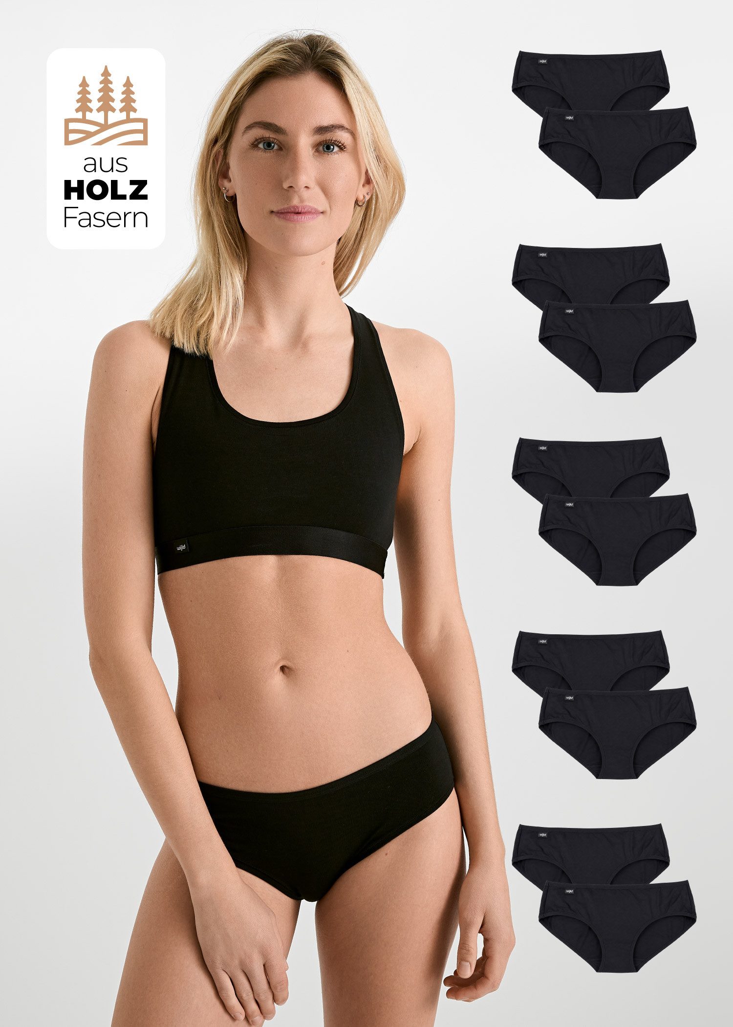 wijld GmbH Slip aus Holz - MADITA BLACK (10er-Pack)