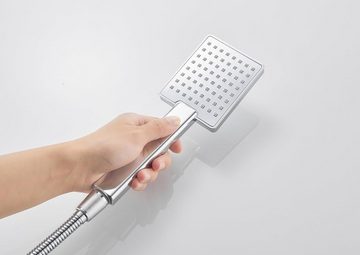 OUGOO Duschsystem Edelstahl Duschsystem mit thermostat, Höhe 127 cm, 2 Strahlart(en), mit Armatur, Regenduschset Kopfbrause, Duschstangeset mit Regendusche