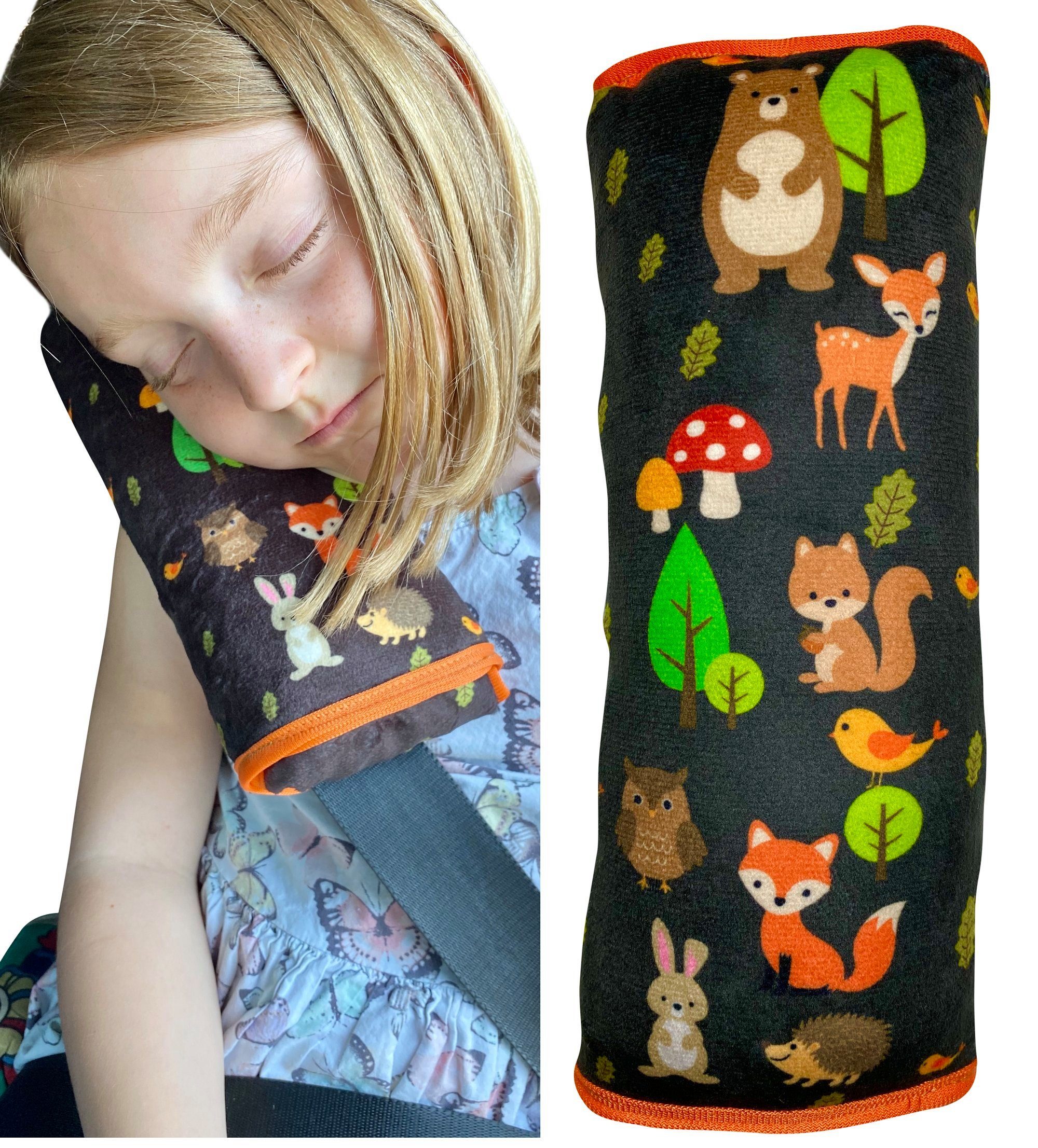 Schlafkissen Auto Schlafkissen Waldtiere Motiv für Kinder Mädchen