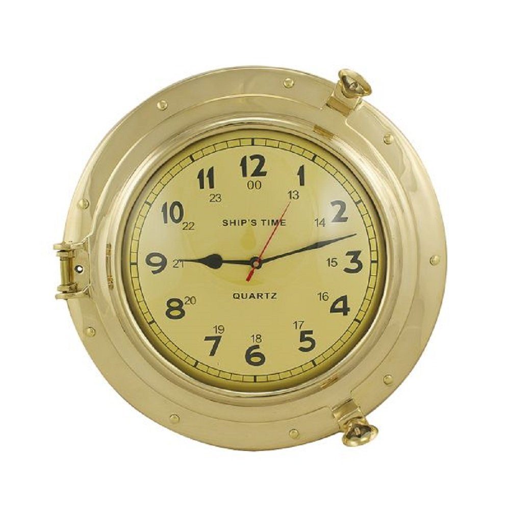 Linoows Uhr Wanduhr, Schiffsuhr im Bullauge, Kapitänsuhr 40 cm