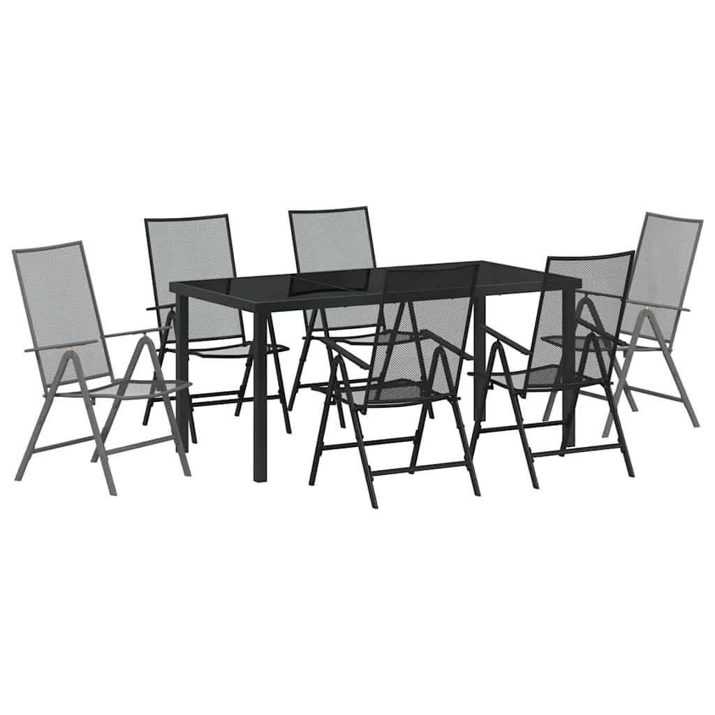vidaXL Gartenlounge-Set Garten Essgruppe 7 pcs Anthrazit Stahl, (7-tlg)