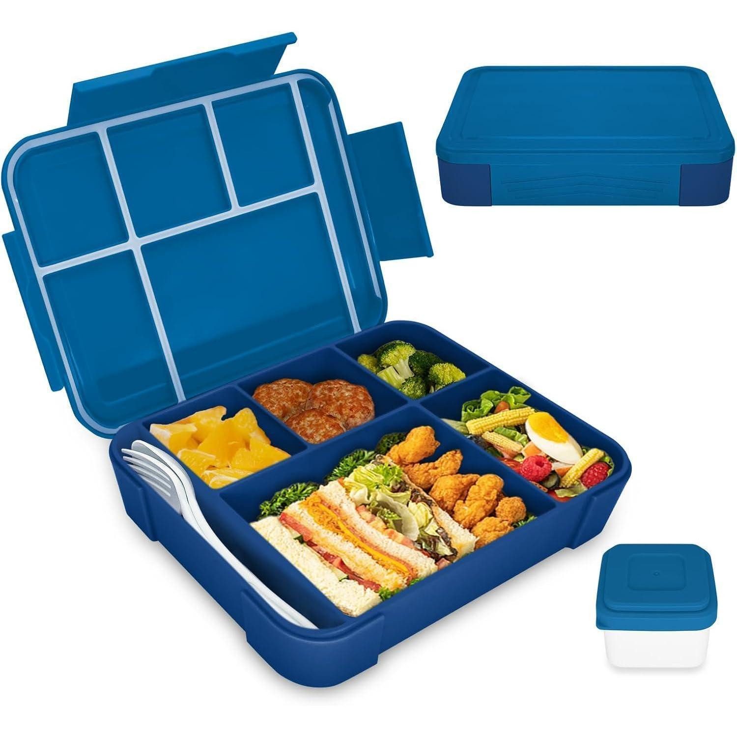 Lunchbox Brotdose Kinder mit Fächern 1300ml Lunchbox Vesperdose Marineblau