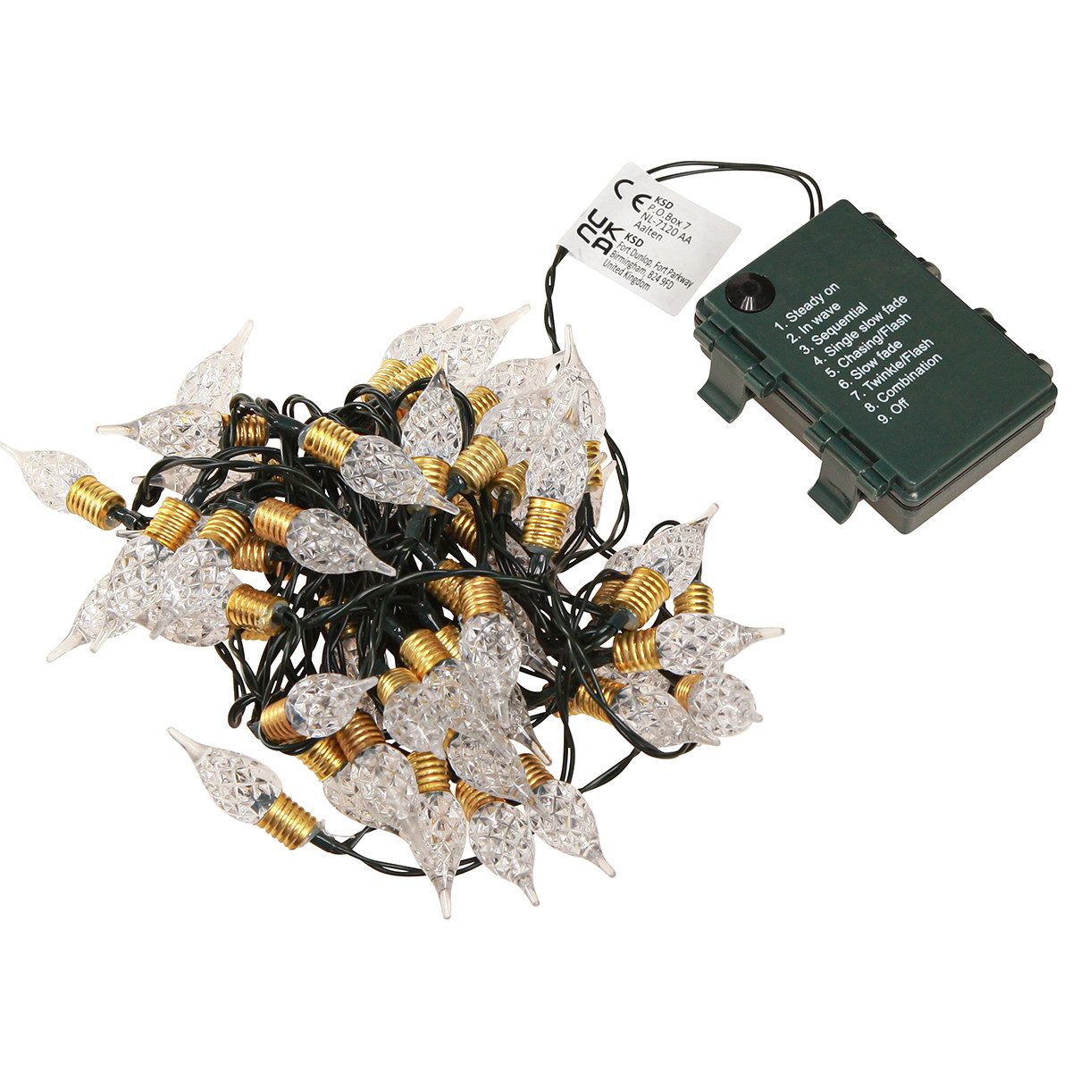Kaemingk LED-Lichterkette LED Lichterkette Vintage Timer Batterie Innen 50 LED 490cm