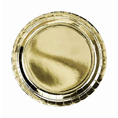 partydeco Одноразовые тарелки 6 Pappteller Trend - Ø 23cm - Gold