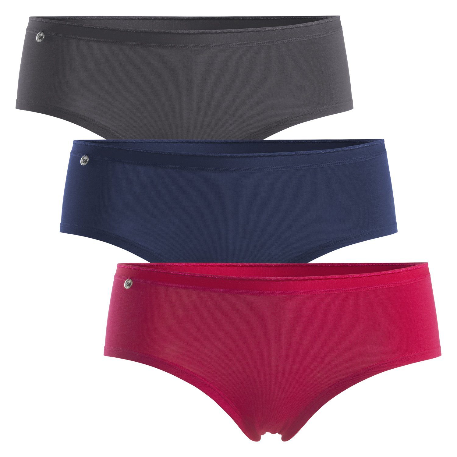Panty Damen Basic Panty (3er Pack) Hipster Slip mit Zier-Logo