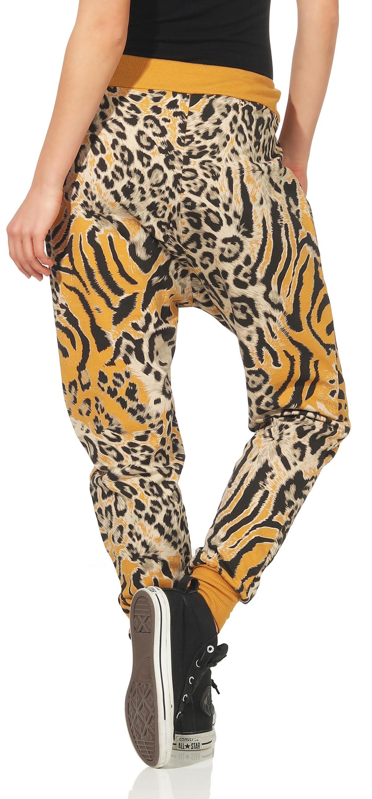 malito more than fashion Sweathose malito Damen Sweatpants im Leo Design, Sporthose mit Reißverschluss Alloverdruck Einheitsgröße