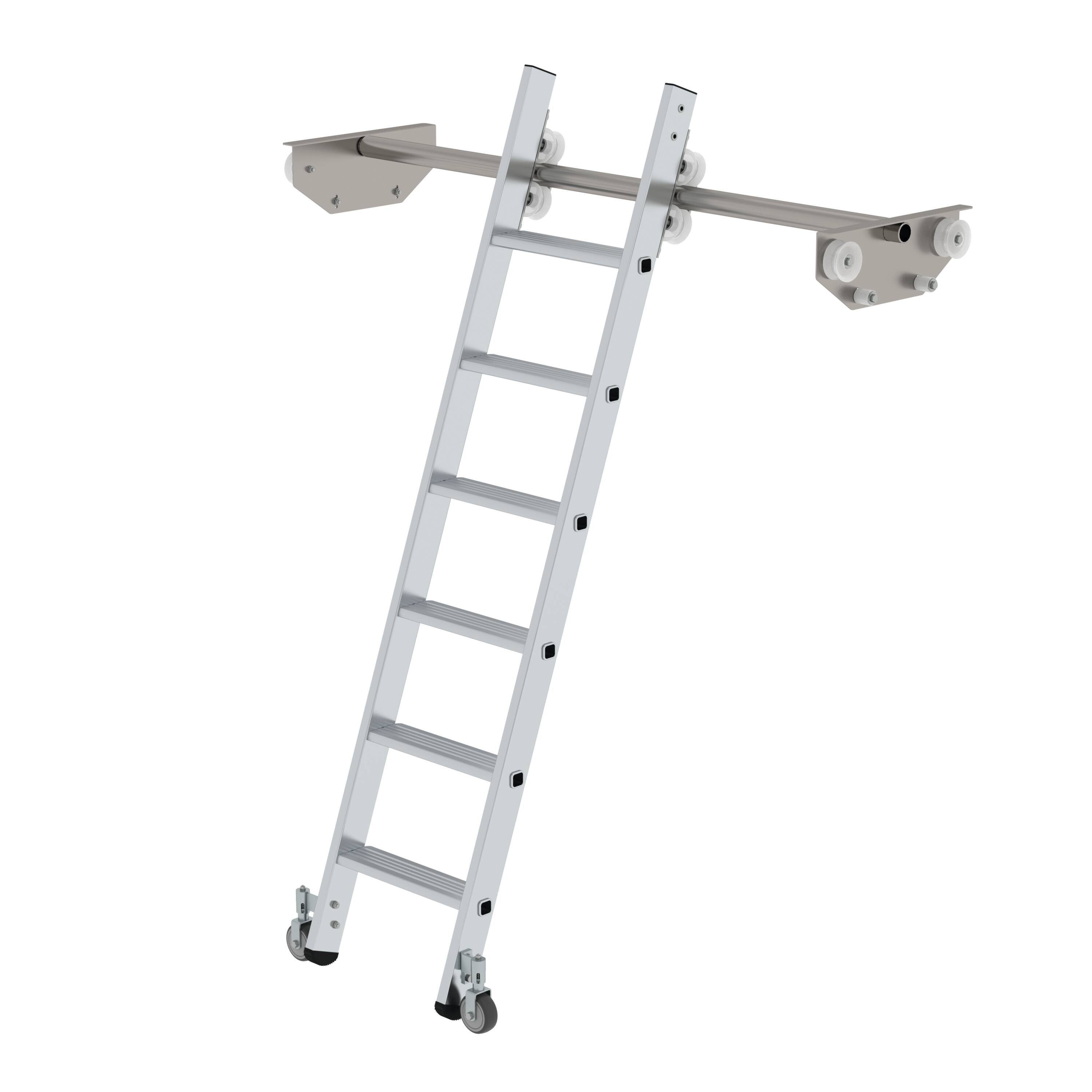 PROREGAL® Regalleiter Stufen Regalleiter drehbar für Doppelregal