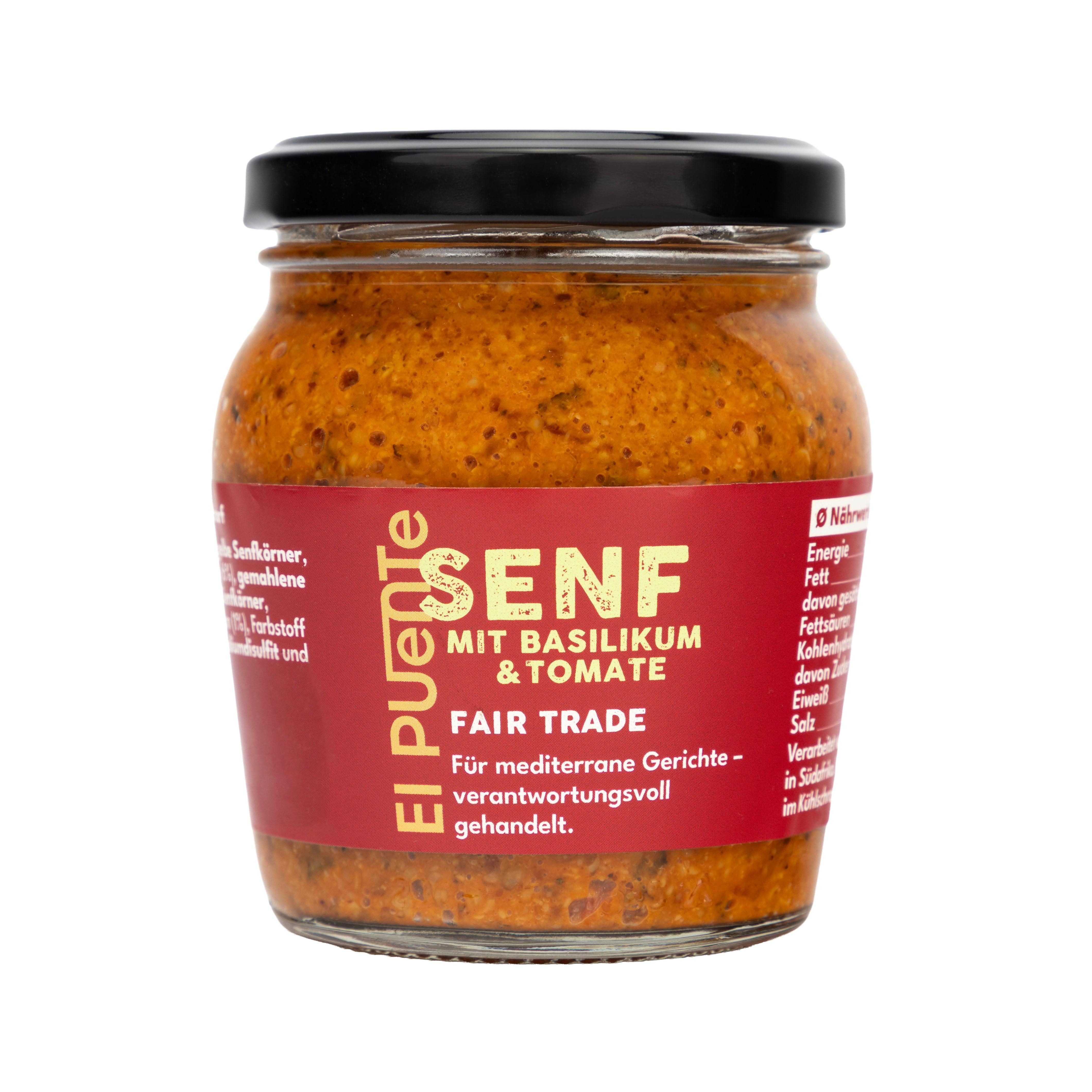 El Puente Gewürzpaste Senf mit Basilikum & Tomate mittelscharf, Fair Trade, Vegan, Handmade