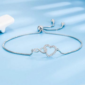 Felino Silberarmband Armband Infinity Herz Damen Frauen Diamanten Unendlich Liebe Ewigkeit (1-tlg), 925 Sterling Silber