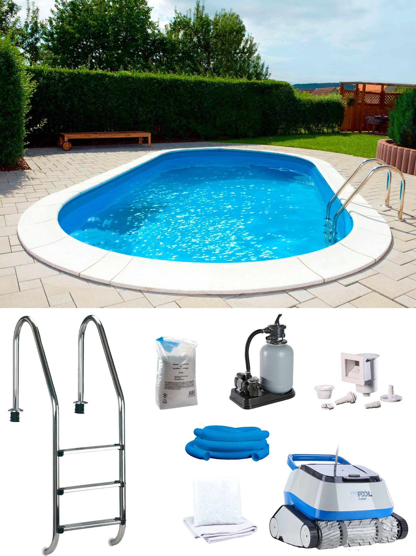 Ovalpool POWER, BxLxH: 400x800x150 cm