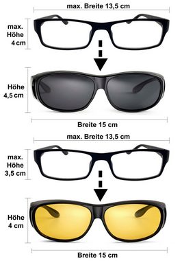 FALINGO Sonnenbrille Sonnenüberbrille Nachtsichtüberbrille Überbrille Überziehbrille DAY AND NIGHT EDITION polarisiert UV 400 (2-St)