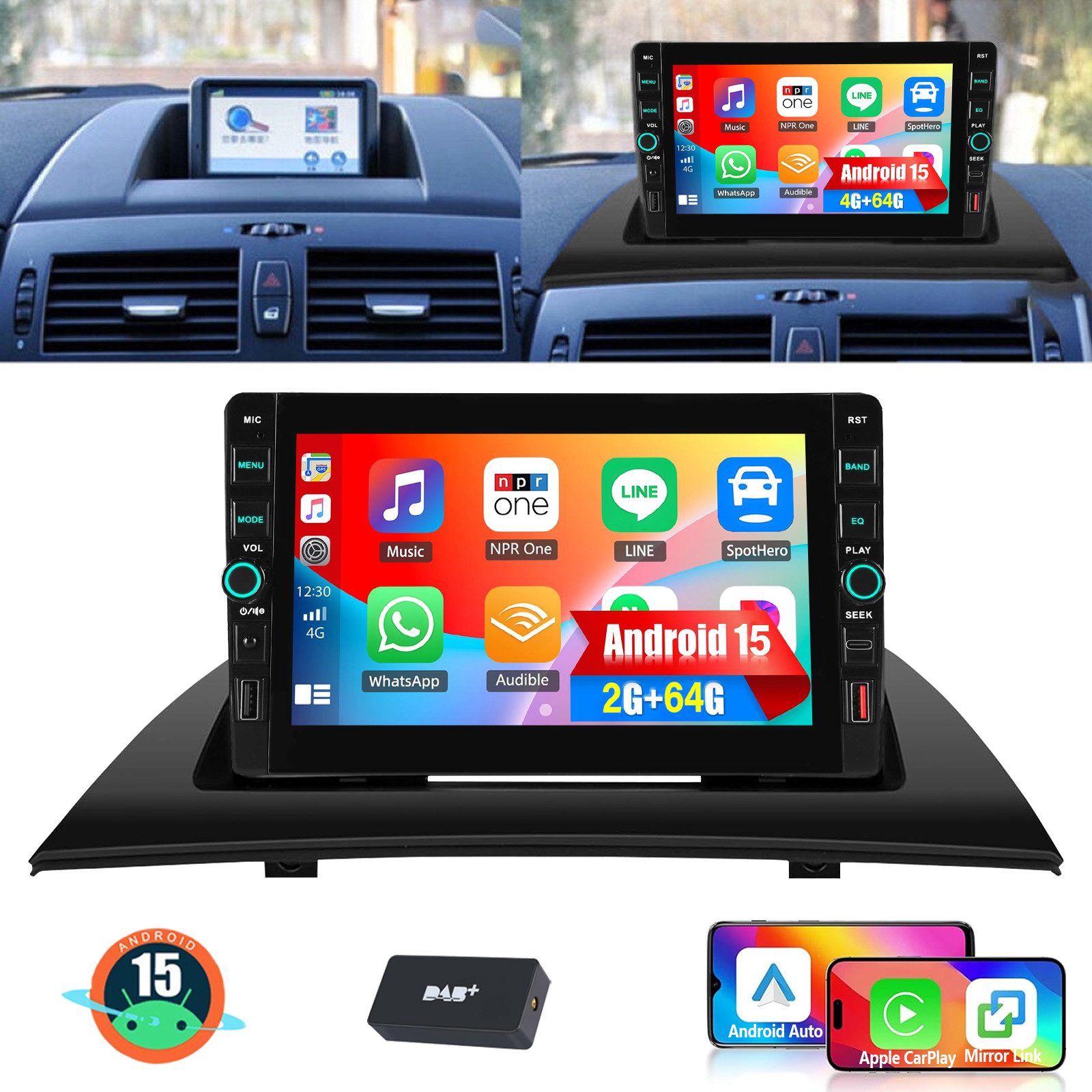 ESSGOO Autoradio Android15 Für BMW X3 E83 2006-2010 GPS Navi WIFI Carplay USB Autoradio (RDS, 4+64GB(optional), Digitalradio (DAB), FM, SWC, Apple Carplay Android Auto GPS Navi WIFI BT EQ)