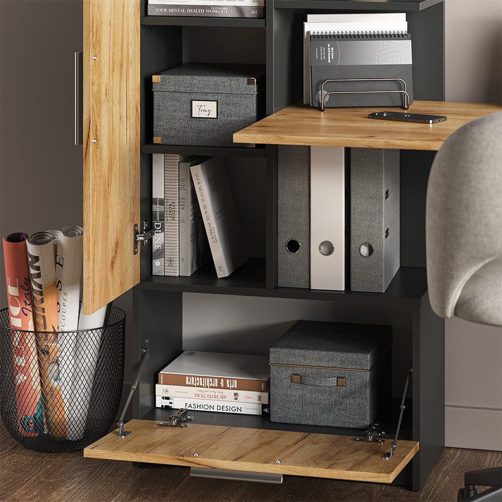 Vicco Schreibtisch Tomy, Anthrazit/Goldkraft Eiche, 150 x 59 cm