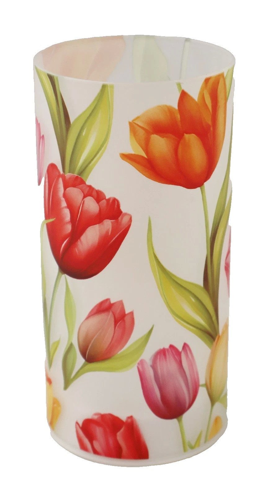 Kaufhaus le petit Windlicht Deko Glas Leuchter Blumen Tulpen Zylinder Lichtsäule Leuchtsäule, Teelichthalter Dekofigur Dekoskulptur Dekoobjekt