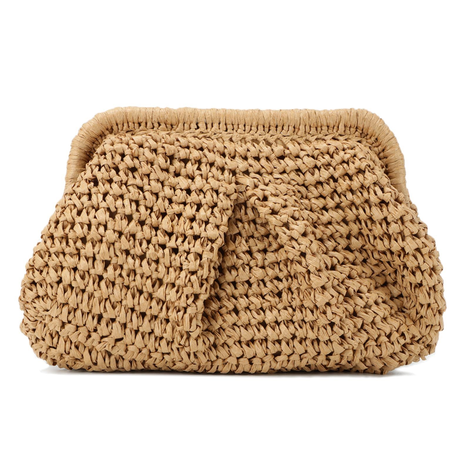 Zaewry Clutch Stroh Clutch Damen Sommer, Umhängetasche, Strandtasche Boho, Cloud Dumpling Bag, Schultertasche Beach Bag Elegant