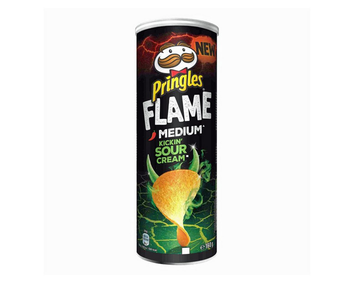 Pringles Knabberei, Pringles FLAME Medium Neu Kickin Sour Cream Stapelchips 160g