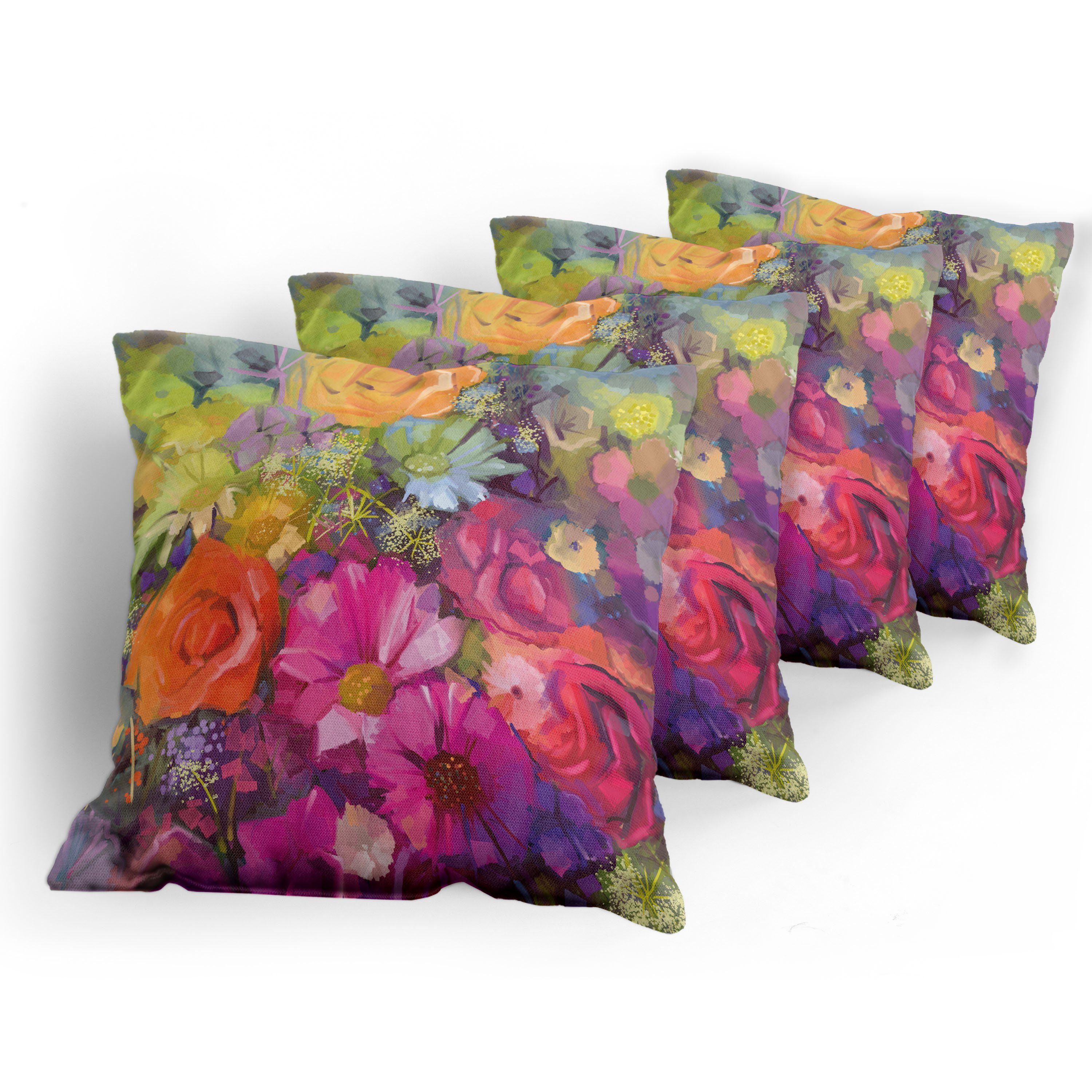 Gänseblümchen (4 Abakuhaus Accent Peony Kissenbezüge Doppelseitiger Blumen Digitaldruck, Gerbera Stück), Modern