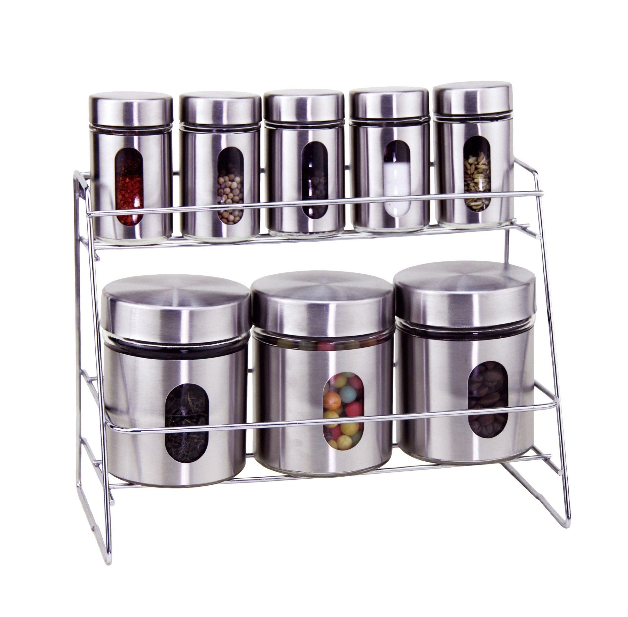 Cheffinger Gewürzständer 8-teiliges Set – Edelstahl Gewürzregal mit Gewürzbehälter, (8-tlg)