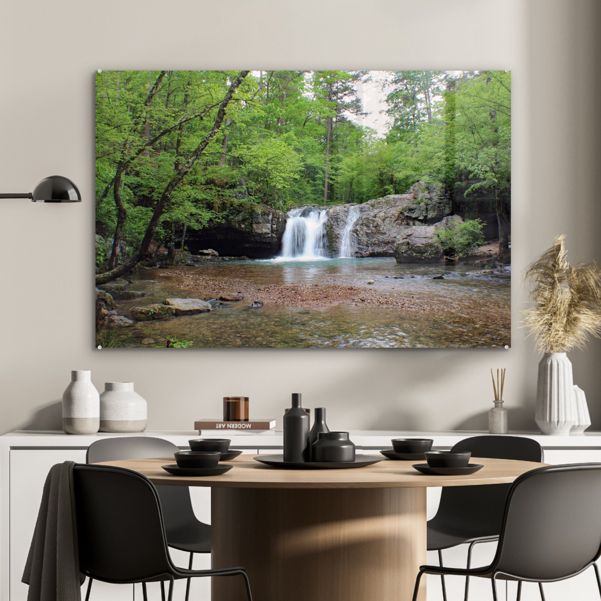 MuchoWow Wohnzimmer in Acrylglasbild Arkansas, (1 Wasserfall Acrylglasbilder St), & Schlafzimmer