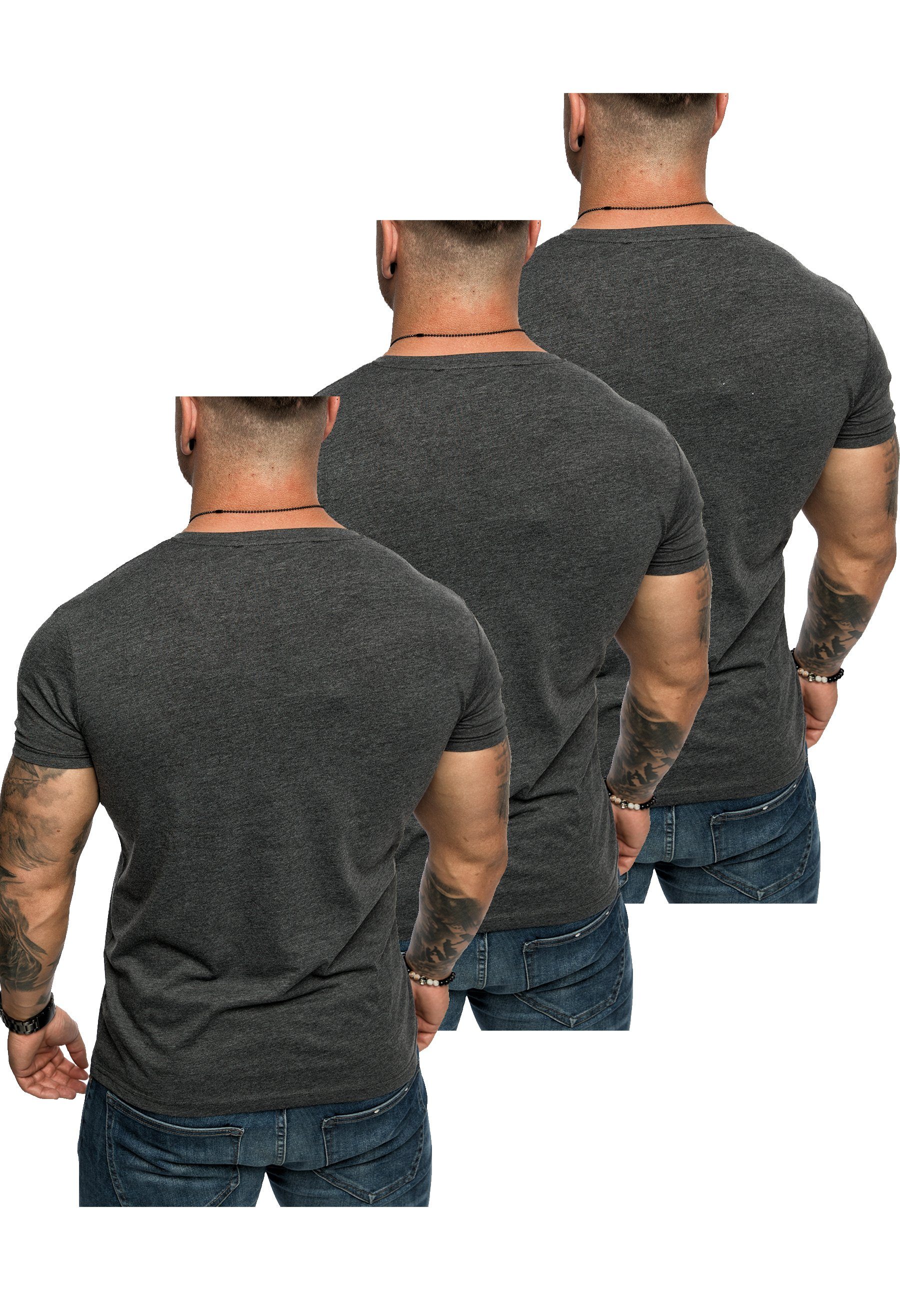 3er-Pack Oversize Herren 3. (3x Anthrazit) V-Ausschnitt Amaci&Sons T-Shirt (3er-Pack) T-Shirts mit Herren T-Shirt PATERSON Basic
