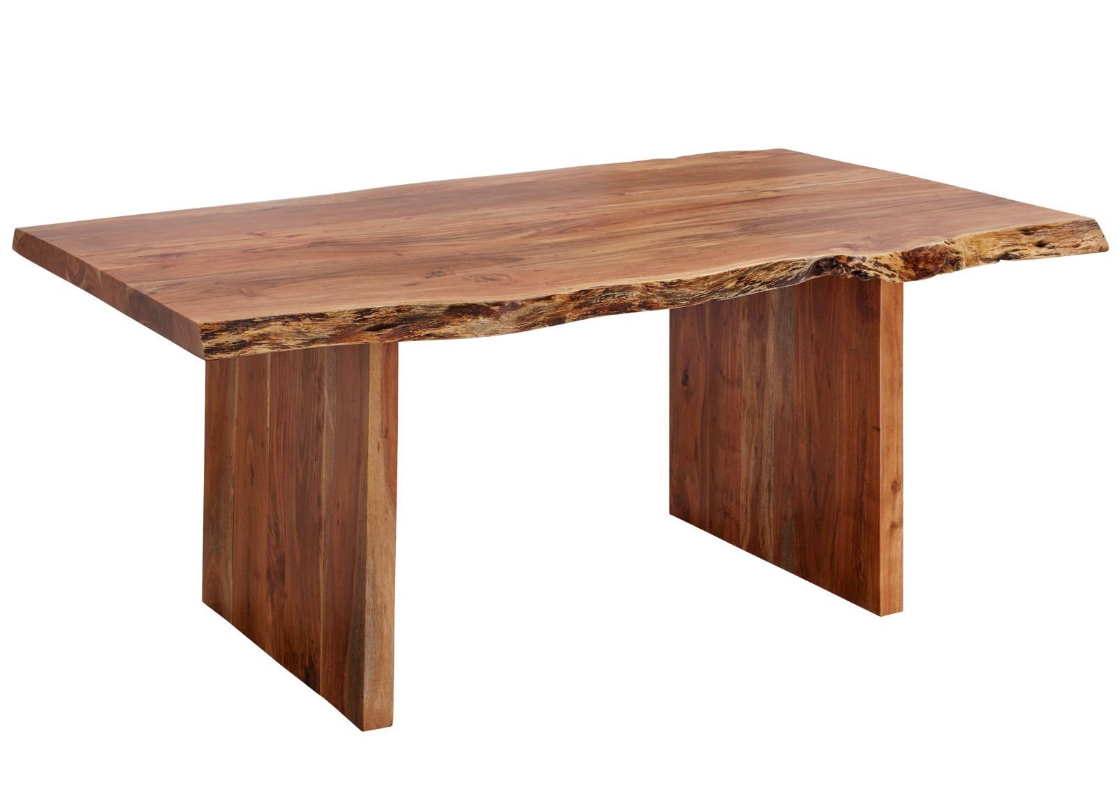 Massivmoebel24 Baumkantentisch FREEFORMAkazieMassivholzdunkelbraun (Massivholz zerlegt 126 kg FREEFORM #200), Akazie 180x110x78 cm (BxTxH) dunkelbraun lackiert