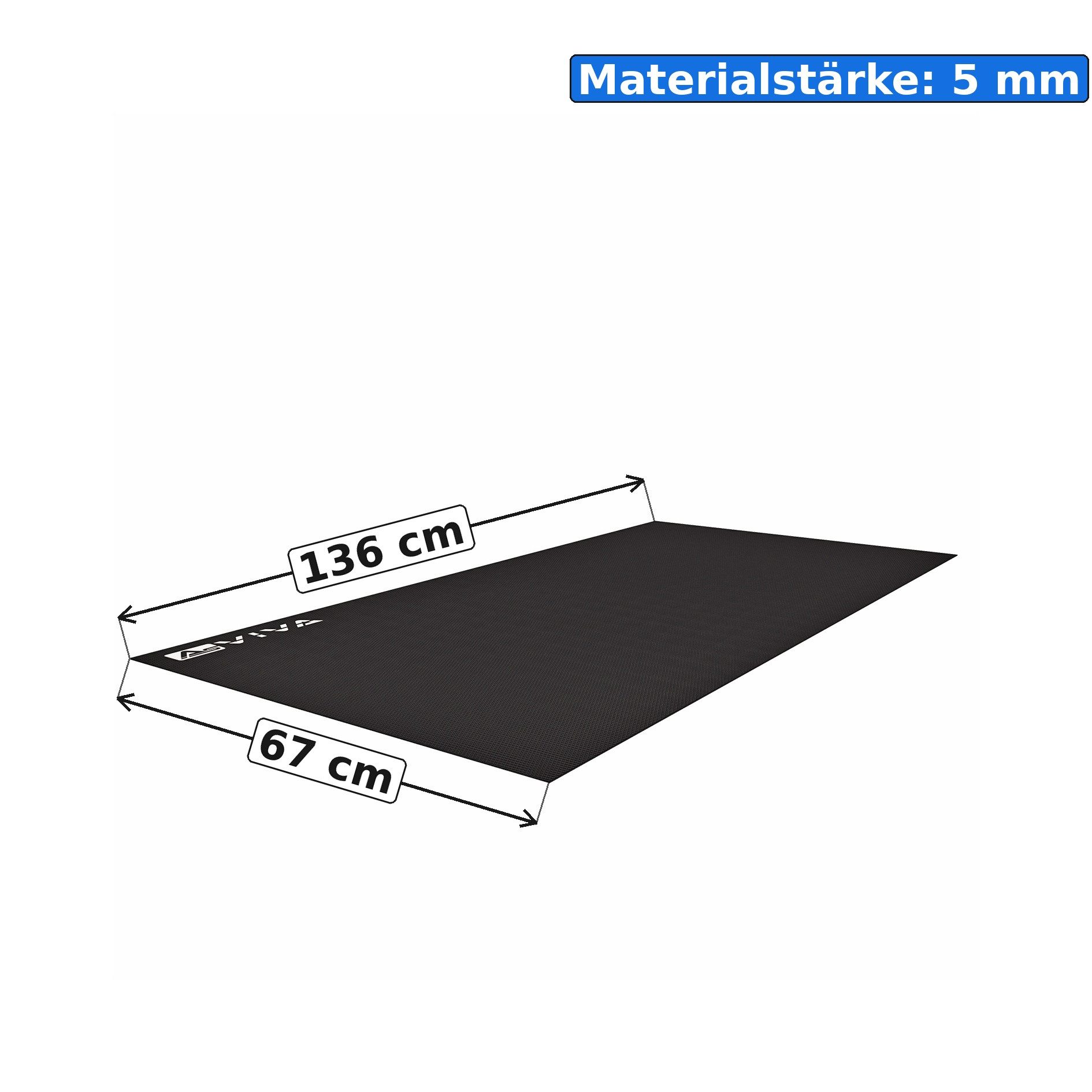 AsVIVA Bodenmatte UM2 Unterlegmatte für Fitnessgeräte, 136 × 67 cm, 5 mm, rutschfest