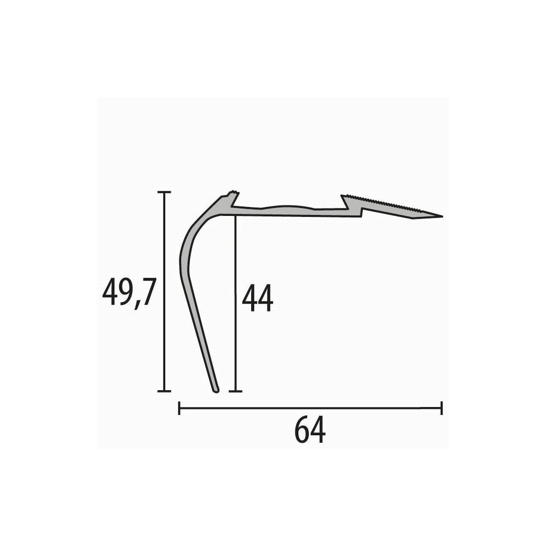 Küberit Treppenkantenprofil 49.7 x 64 x 2500 mm Winkelprofil Sand Gebohrt Aluminium