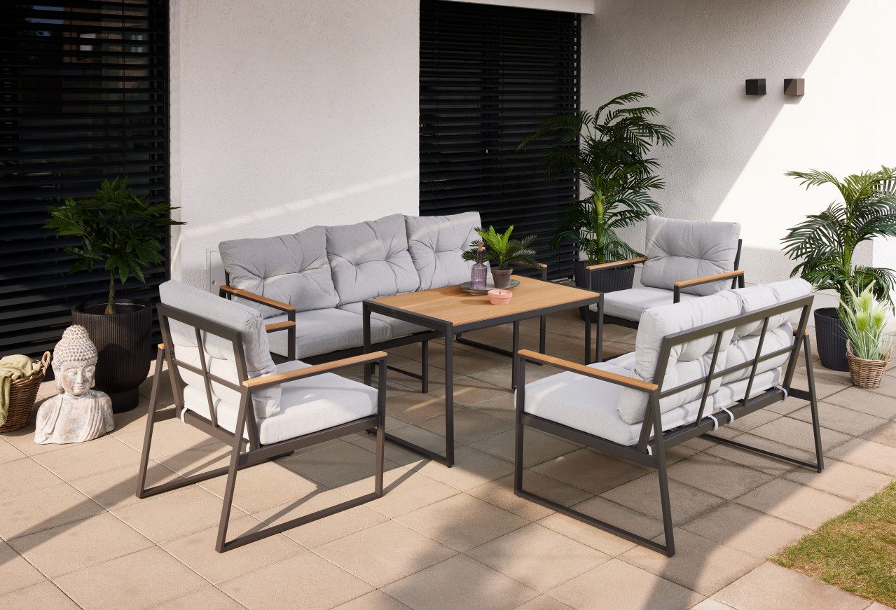 Primaster Gartenlounge-Set Primaster Gartenmöbel-Set Salina Stahl 5-teilig, Witterungsbeständig