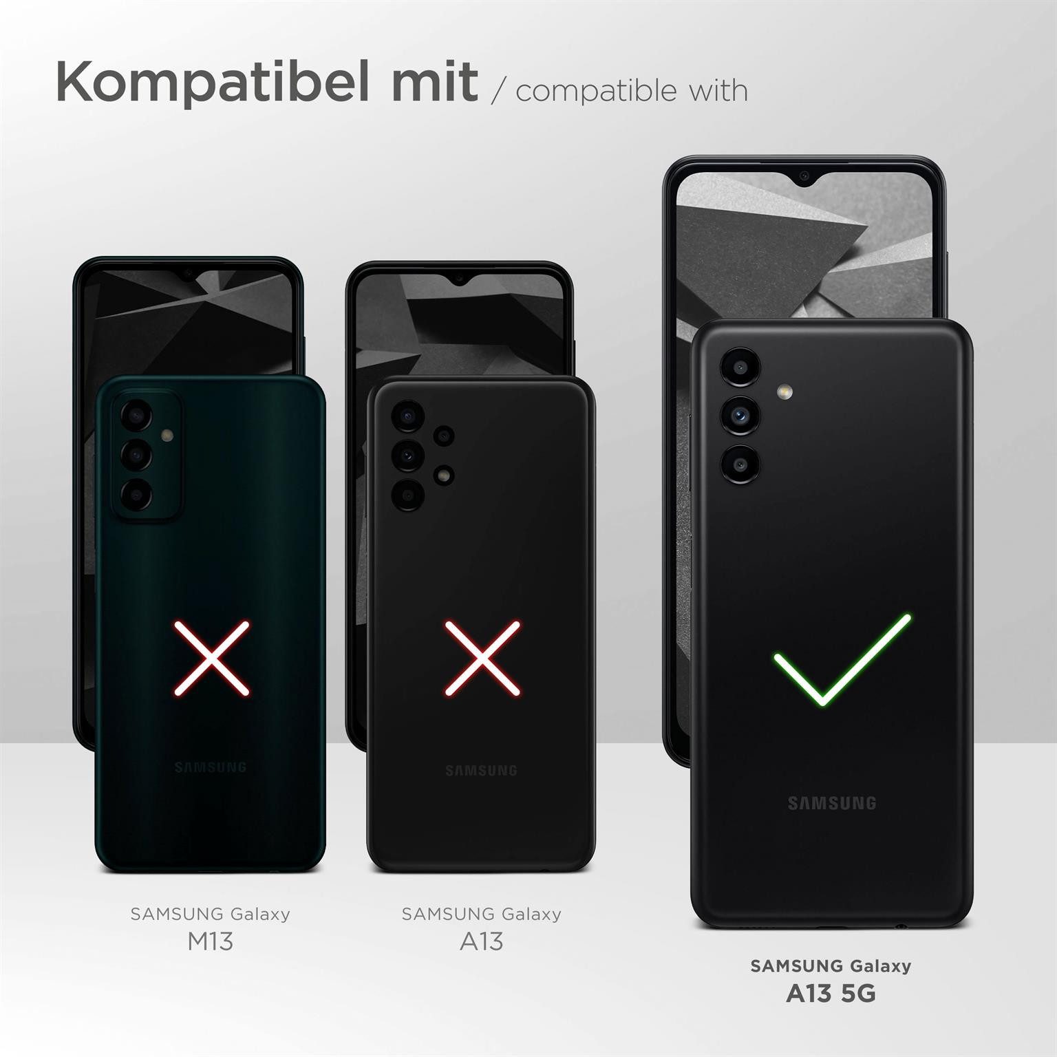 ONEFLOW Handyhülle für Samsung Galaxy A13 5G Premium Hülle Business Cover Schwarz 6,5 Zoll, 360 Grad Schutzhülle Flip Case Etui Klapphülle Dünn Leder Handy Tasche