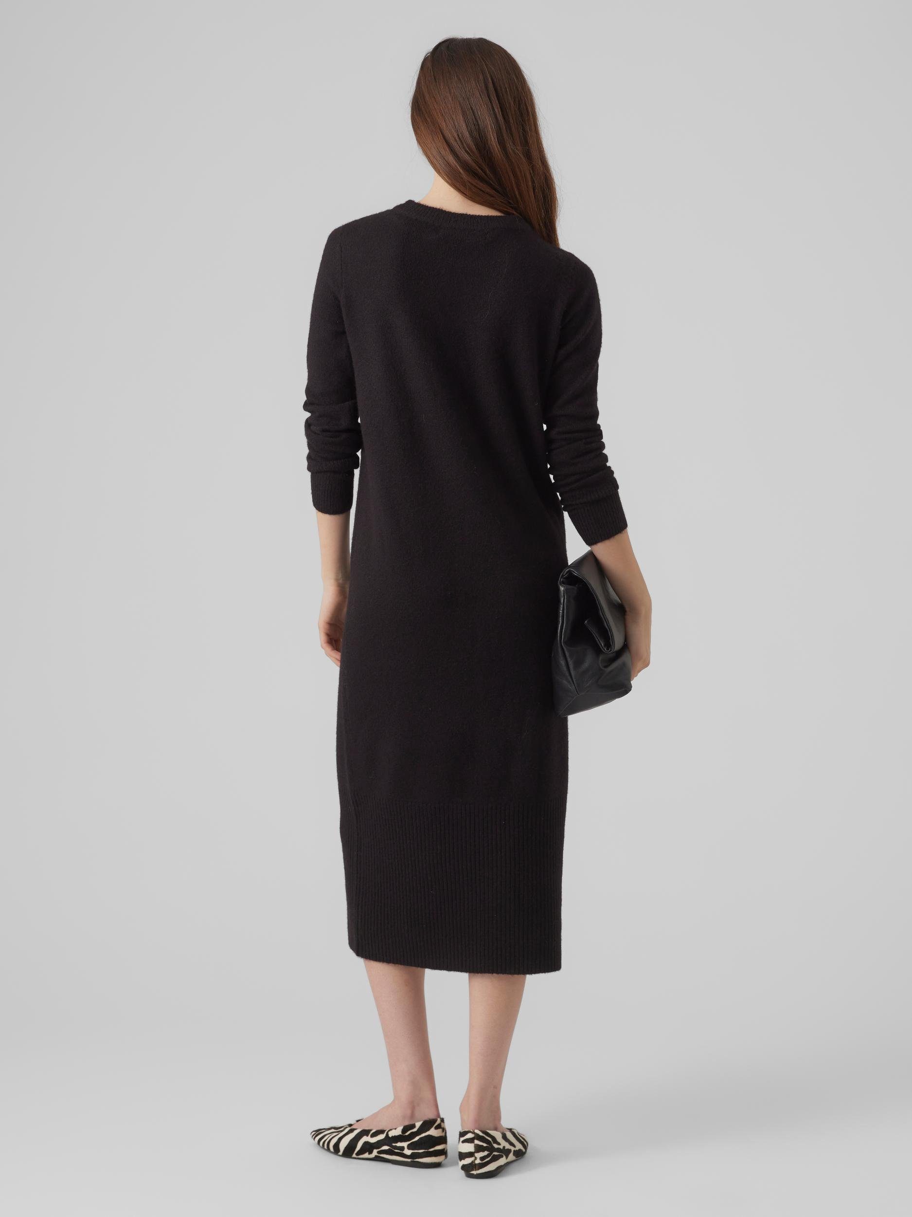 DRESS VMPLAZA Detail:SOLID Strickkleid Vero LS Black O-NECK BOO Moda GA CALF