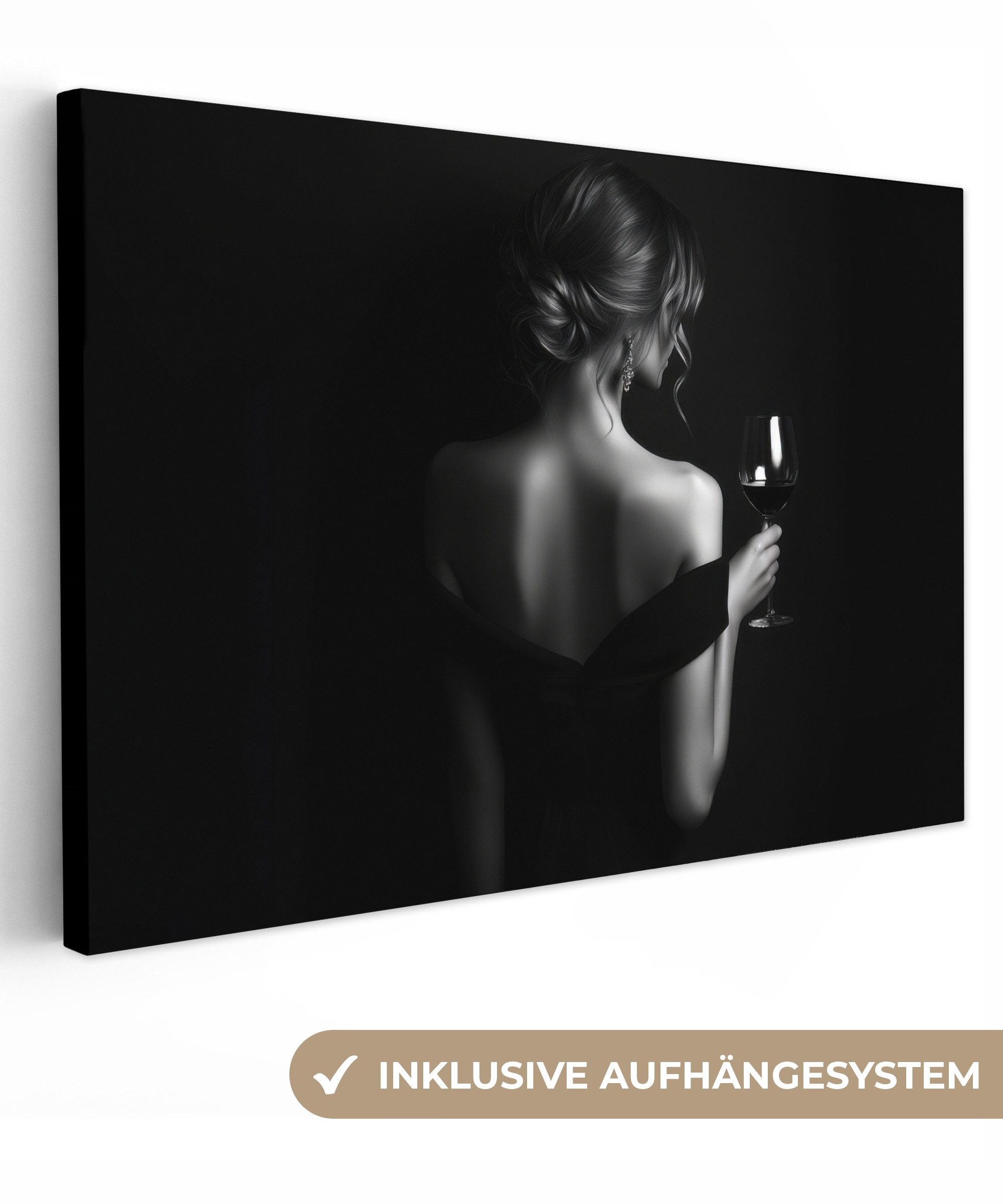 OneMillionCanvasses® Leinwandbild Frau - Wein - günstig online kaufen
