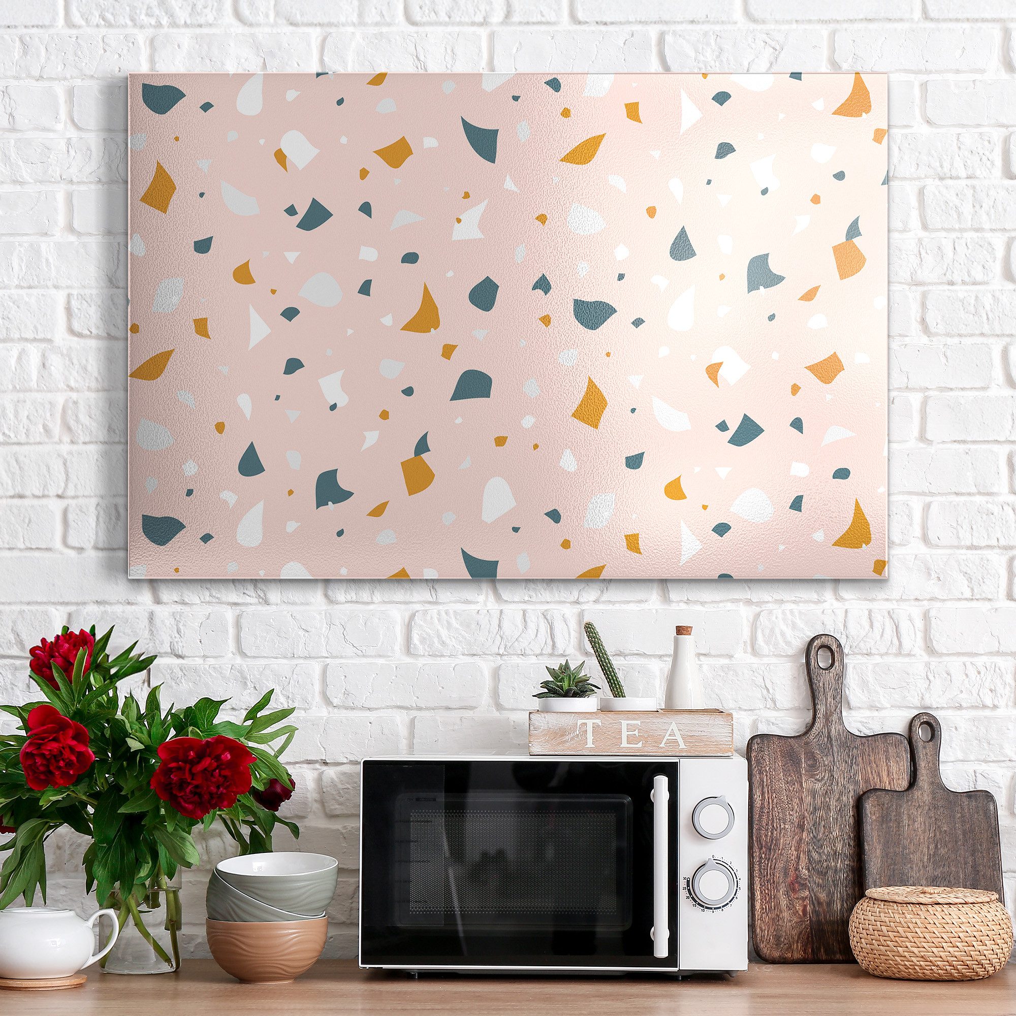 DEQORI Magnettafel 'Rosa Terrazzo-Zauber', Metall Whiteboard für alle Magnete, Magnetboard magnetisch