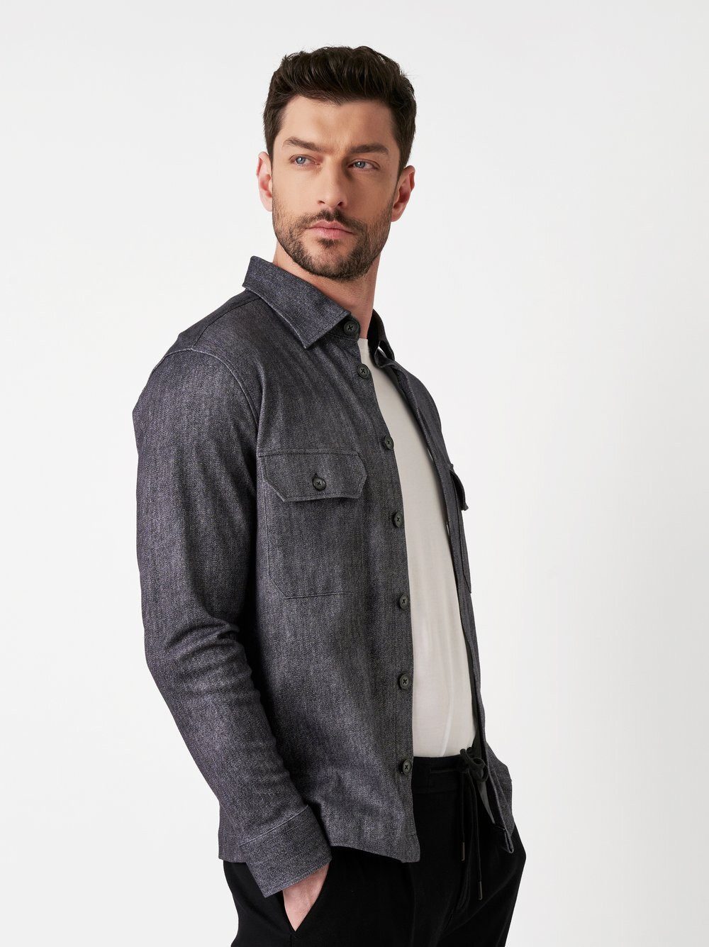 DESOTO Langarmhemd Casual Overshirt Kent mit Kent Kragen