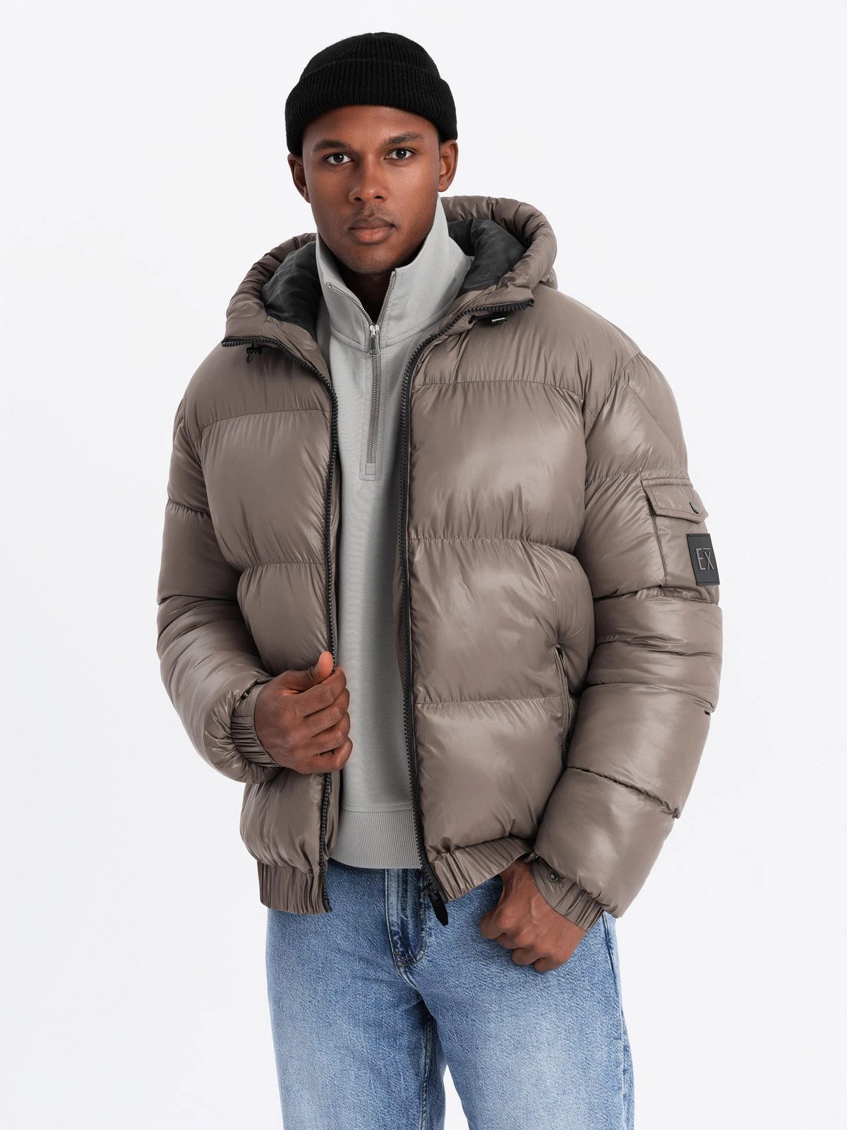 OMBRE Winterjacke Herren-Pufferjacke mit gerippten Abschlüssen günstig online kaufen