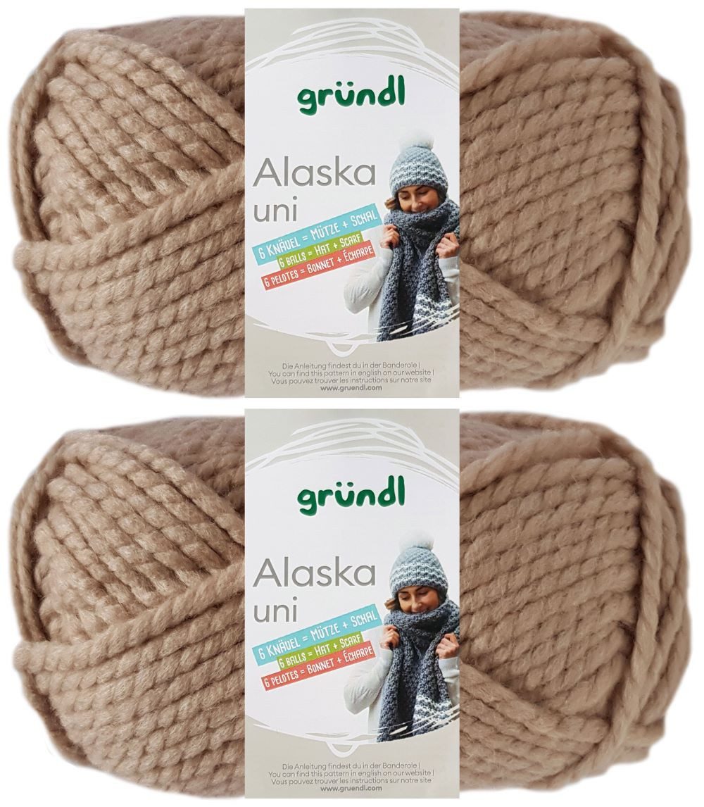 Gründl 2x100 Gramm Gründl Alaska Uni Häkelwolle
