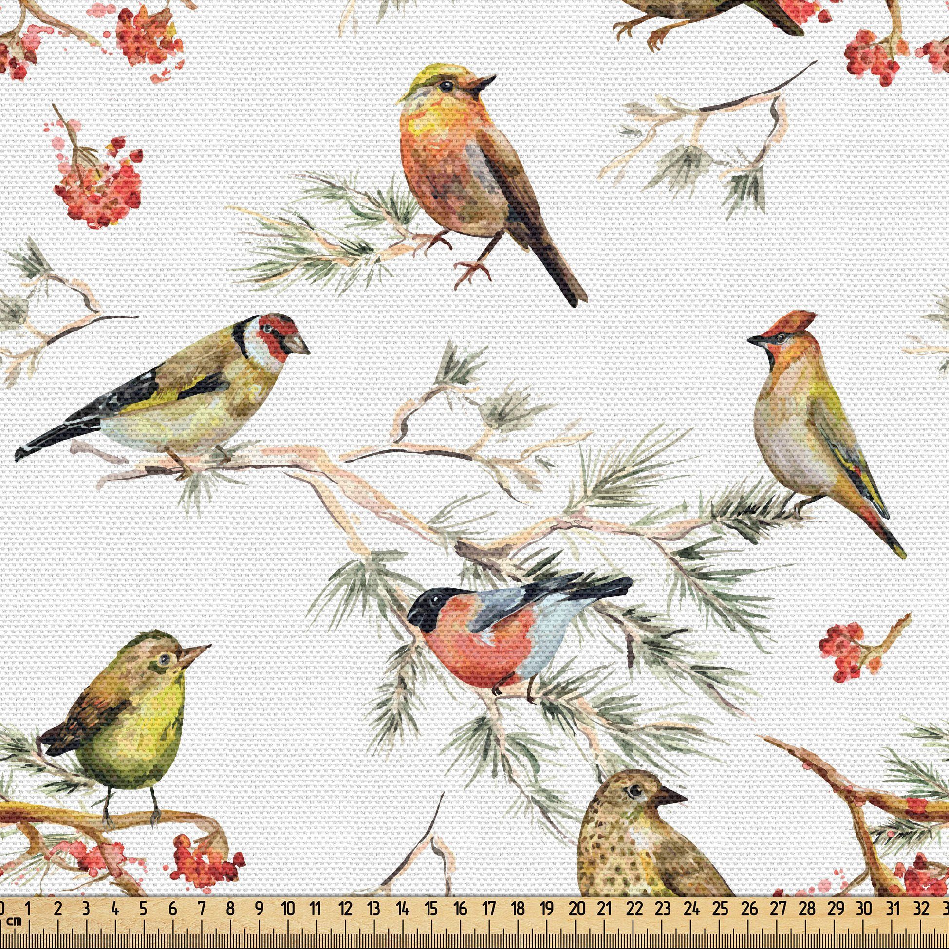Abakuhaus Stoff Schön Gewebten Stoff für Polster und Wohnaccessoires, Tier Bunte Waldvögel