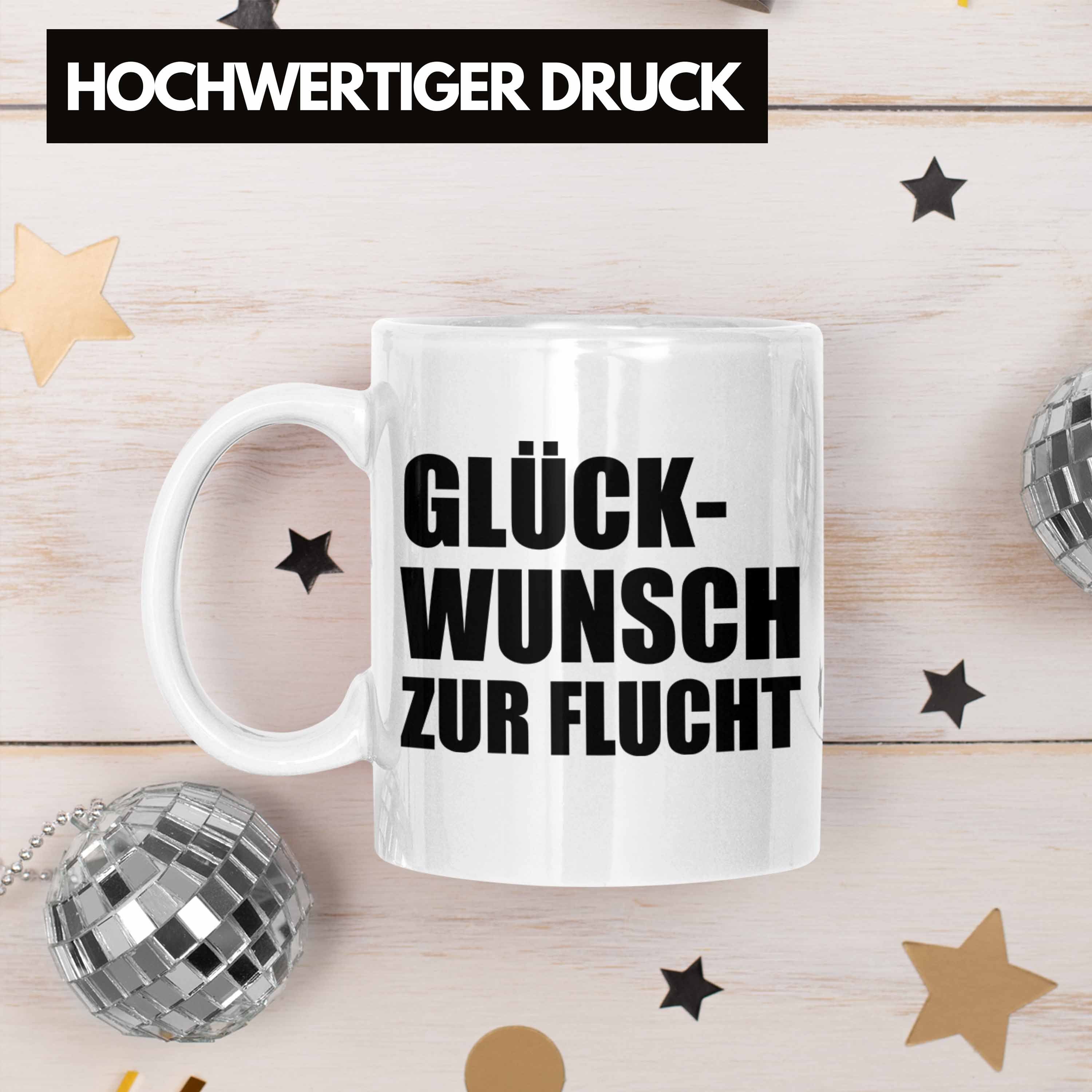 Trendation Geschenk Kollegin Glückwunsch - Jobwechsel Flucht Kollege Abschiedsgeschenk Tasse Trendation Zur Tasse Weiss Sprüche Lustig Kaffeetasse