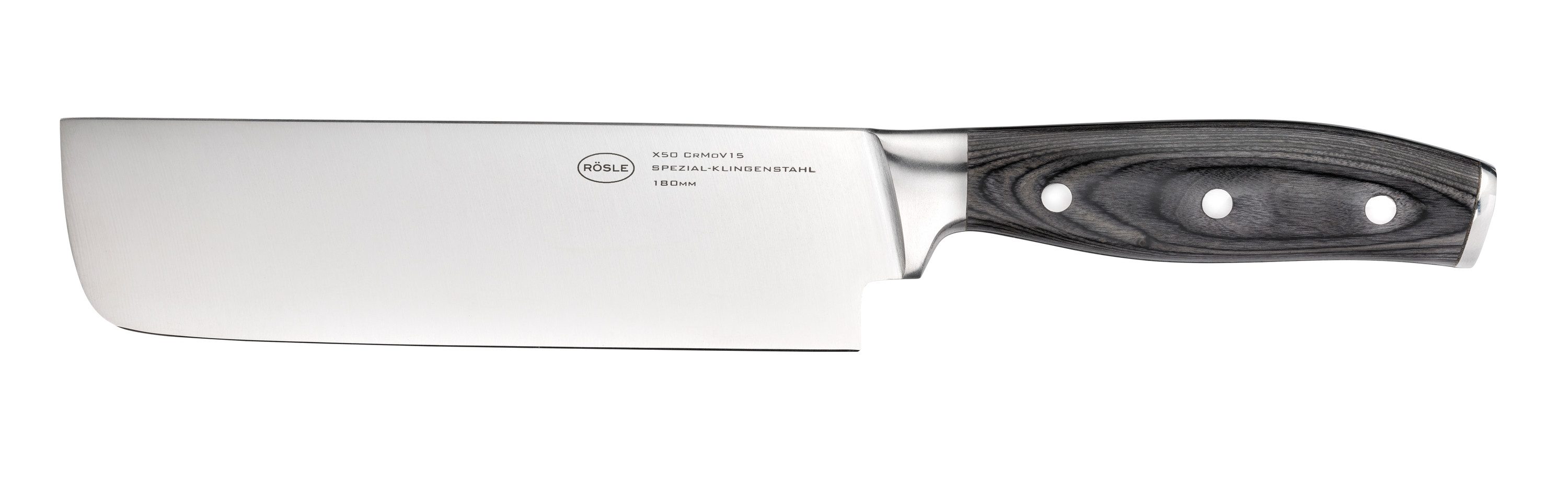 RÖSLE Kochmesser Nakirimesser WOLFGREY, 18 cm, Griff Pakka