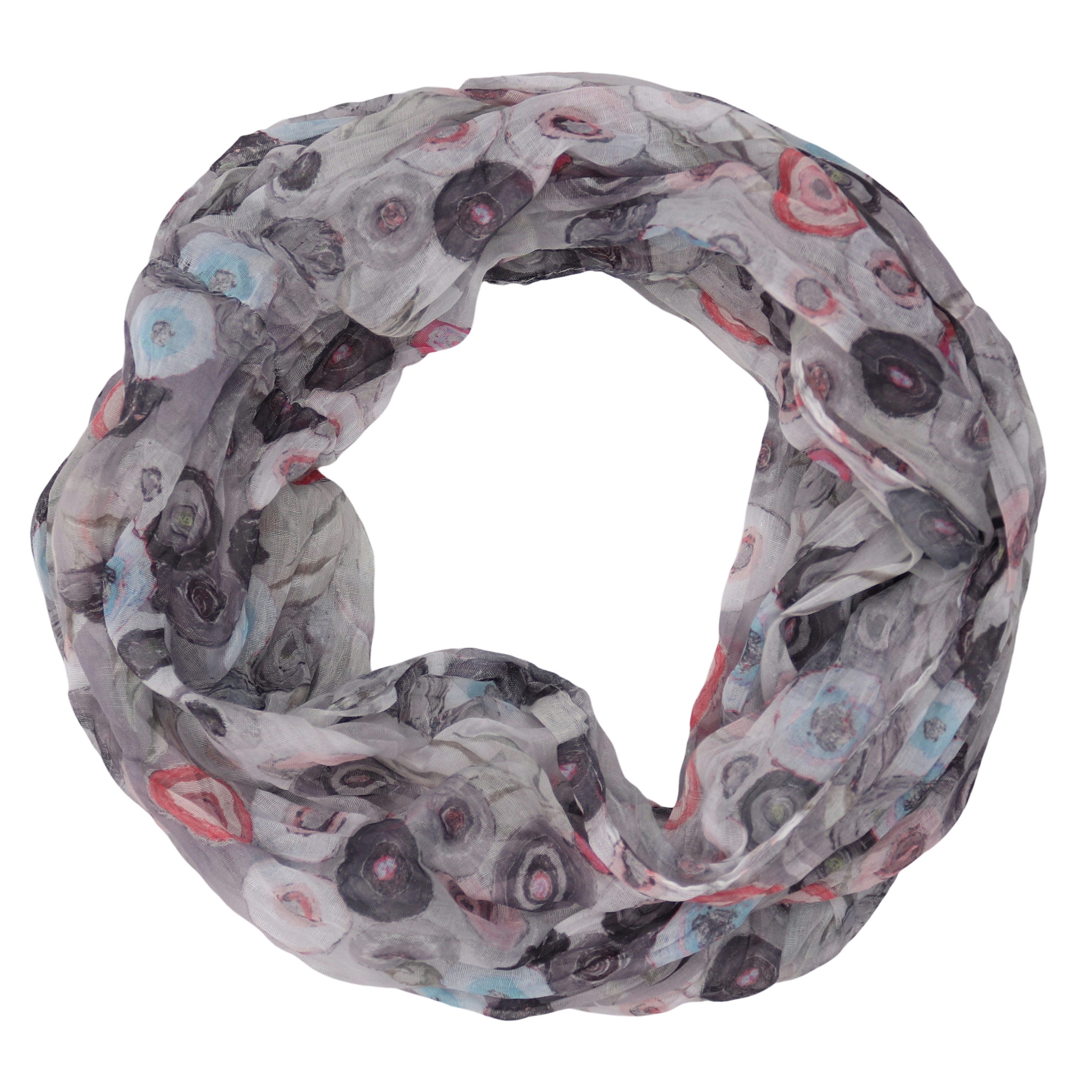 MIRROSI Loop Damen Schal mit Blümchen-Muster Weich, (zweimal um den Hals wickelbar, ca.45x75cm), Damen Halstuch ideal für Frühling, Sommer oder Herbst