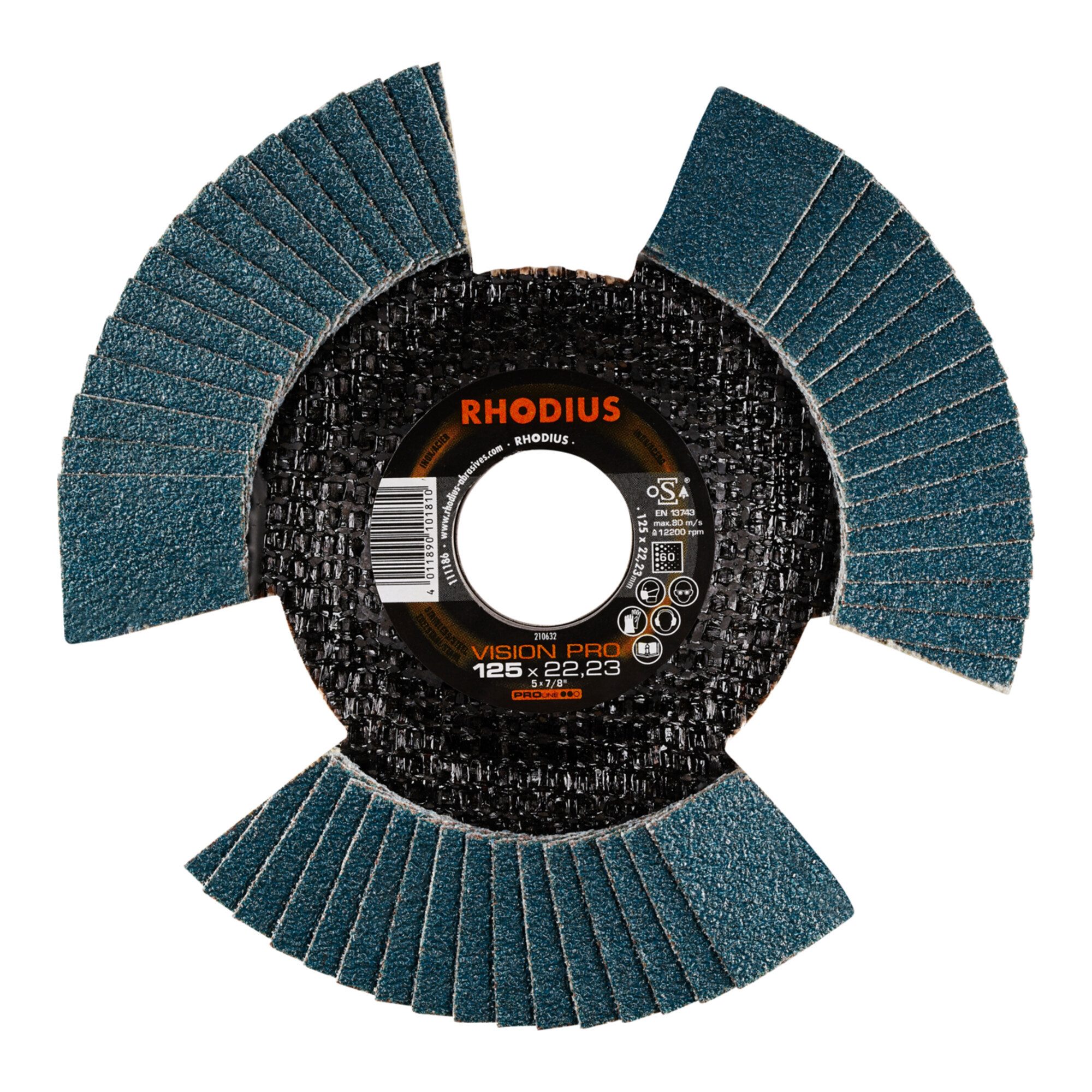 Rhodius Schleifscheibe RHODIUS PROline VISION PRO Fächerschleifscheibe 125 x 22,23 mm K60 10