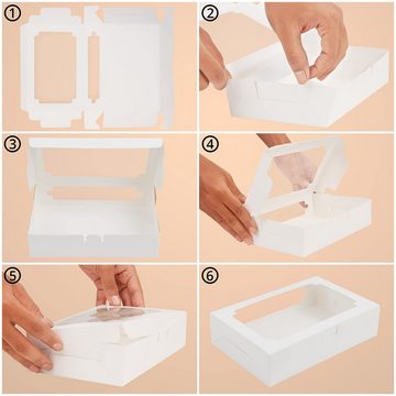 Belle Vous Geschenkbox Kraft-Einwegbox für Desserts - 20er Pack - Weiße Cupcake-Verpackung, Weiße Cupcake-Box - 20er Pack - Kraft-Einwegbox für Desserts