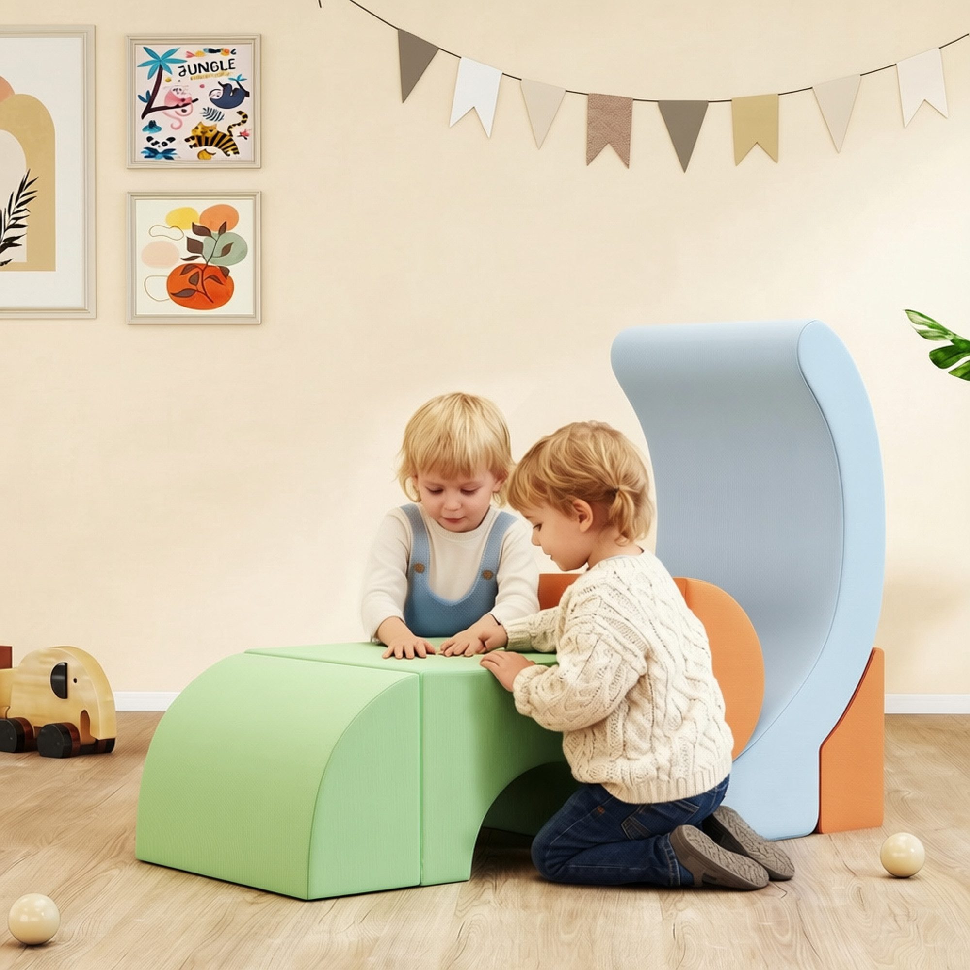 AIYAPLAY Bausteine Kinder Softbausteine Riesenbausteine Spielbausteine, (Kletter- und Spielset, 5 St., Bausteinset), Klettern Großbausteine mit Cord-Optik Bauklötze Mehrfarbig