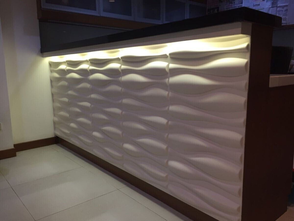 3D Wandpaneel Wandplatte Panel Welle Styropor Weiß 50x50 cm 4,00qm 3D Paneele SOFORT