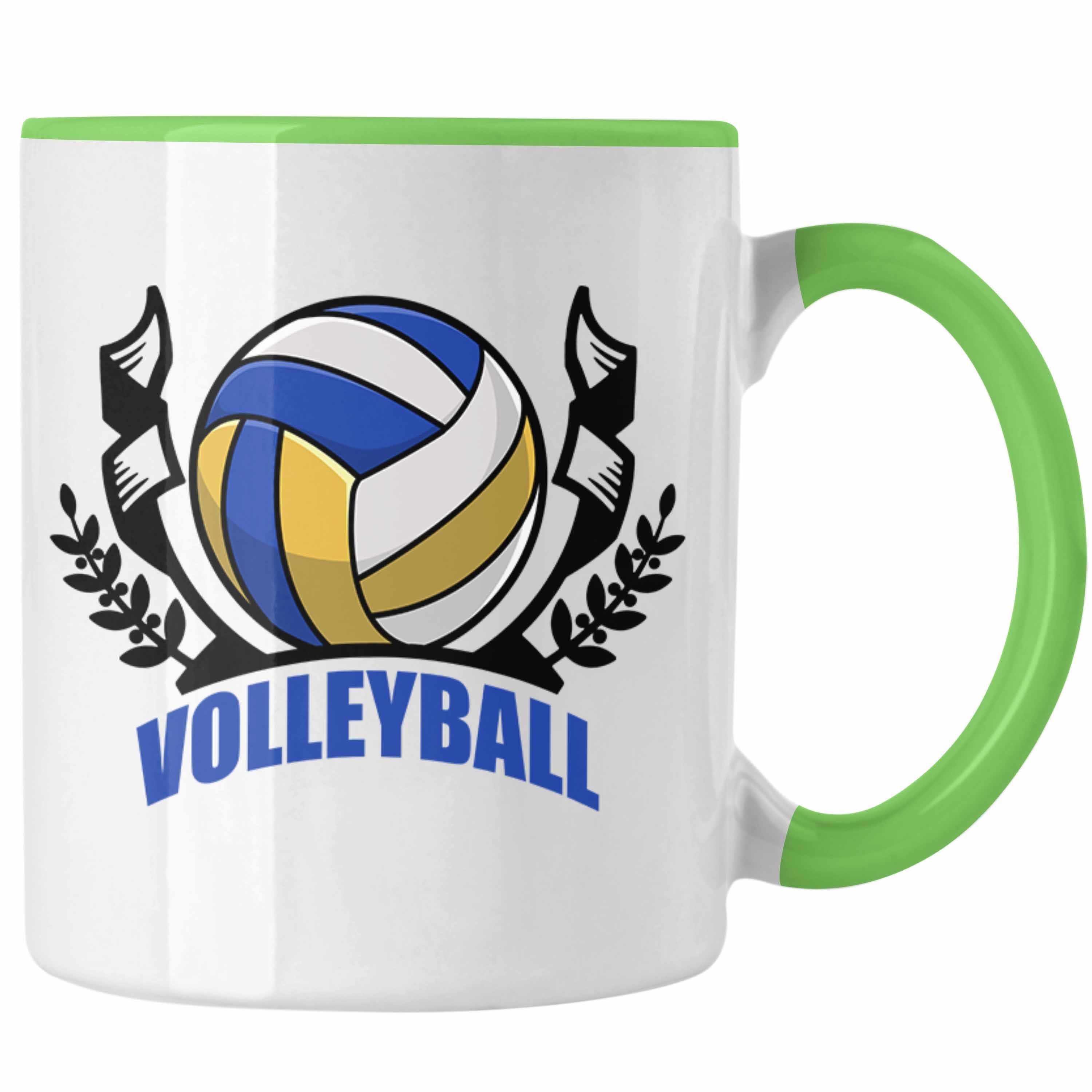 Trendation Tasse Volleyball-Tasse Geschenk für Volleyball-Spieler Geschenkidee Grün