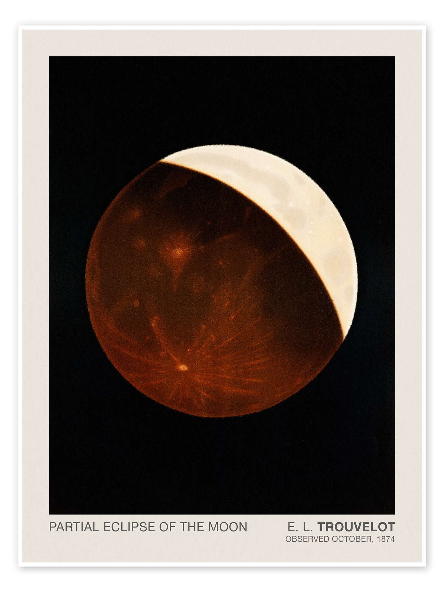 Posterlounge Wandbild Partielle Mondfinsternis, astronomische Zeichnung, Étienne Léopold Trouvelot, erhältlich als Poster, Leinwandbild, Wandsticker oder Acrylglasbild