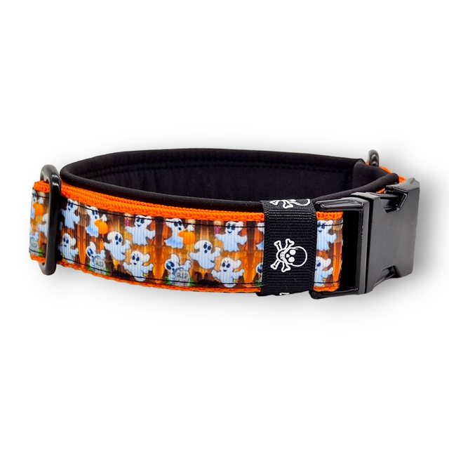 D by E Couture Hunde-Halsband „Happy Halloween IV“, 40mm breit, Handmade